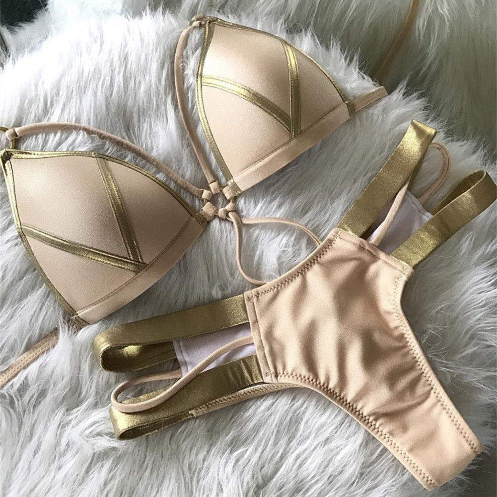 Bandage Patchwork Bikini Set