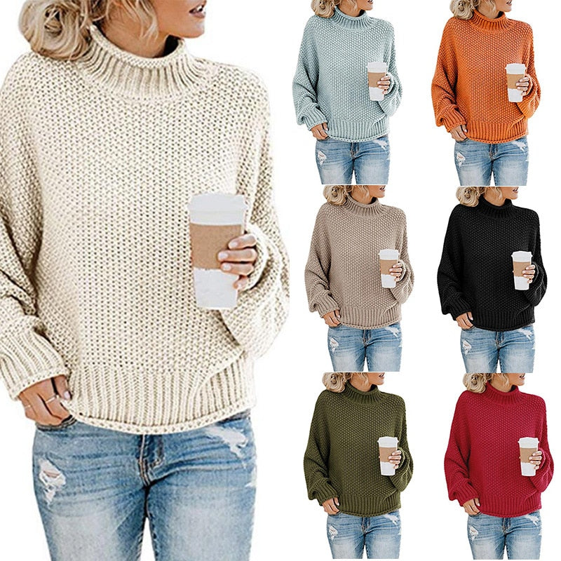 Thick Thread High Neck Pullover Sweater