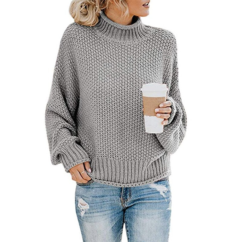 Thick Thread High Neck Pullover Sweater