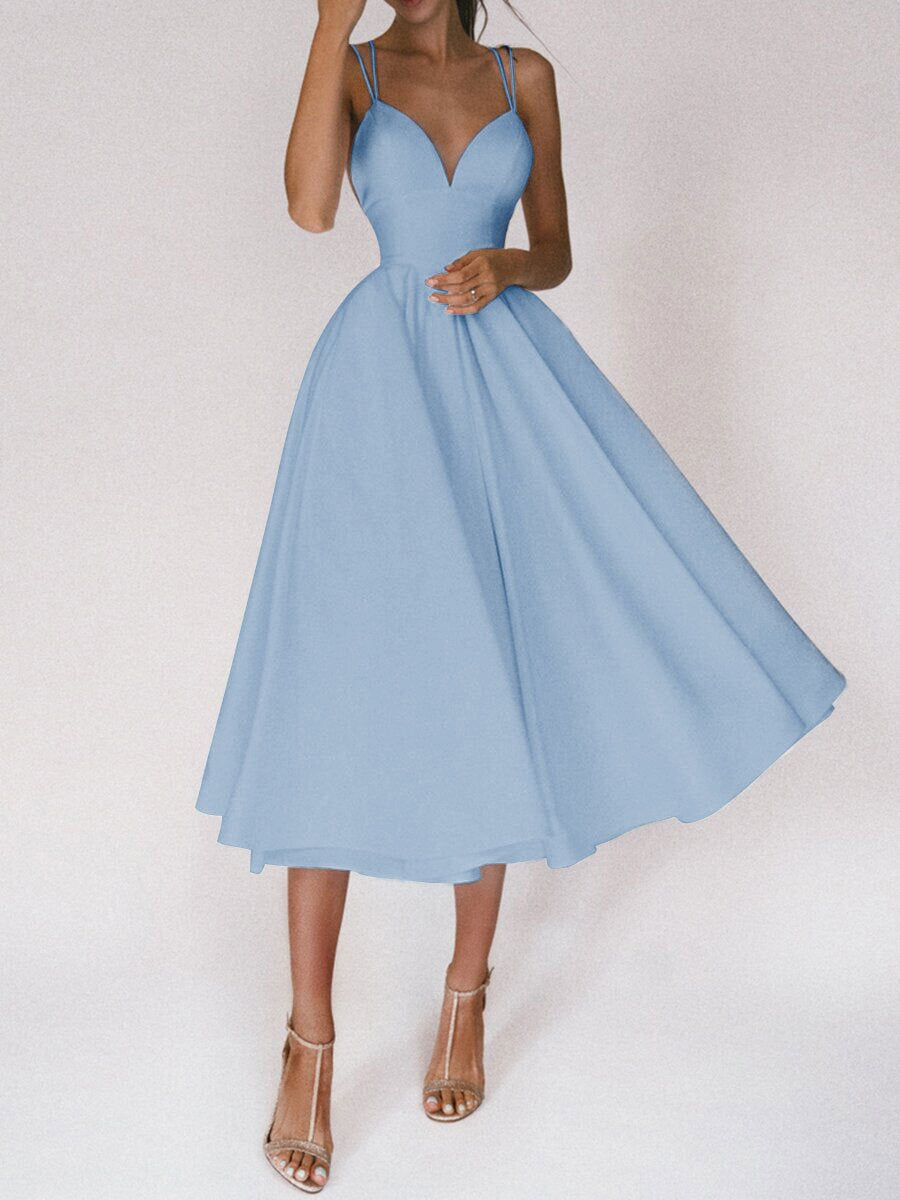 knee length club dress sunsanly Lady Party Dress V Neck Sleeveless Sheath Slim Fit Knee Length Solid Color Rhinestone Decor Elastic Backless Club Party Midi Dress Strappy Dress
