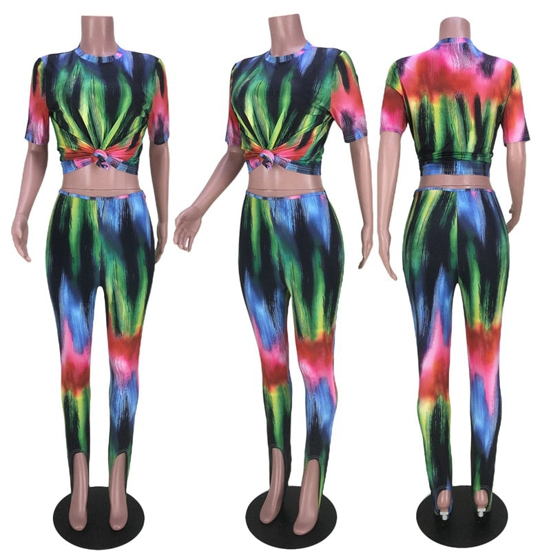 Tie Dye Sexy 2 Piece Club Outfits