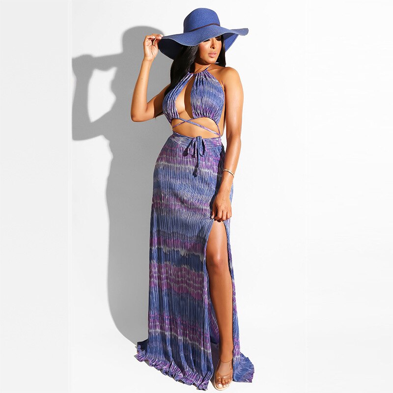 Tie-dye Sleeveless Crop Top And Skirt Set