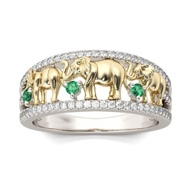 Two Tone Round Cut Elephant Ring