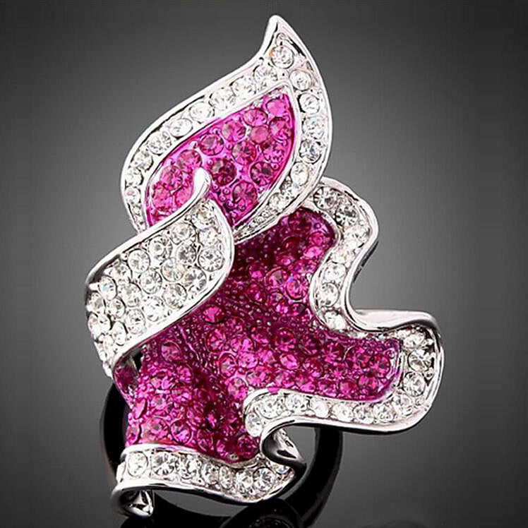 Unique Design Gold Color Crystal Jewelry Vintage Engagement Rings