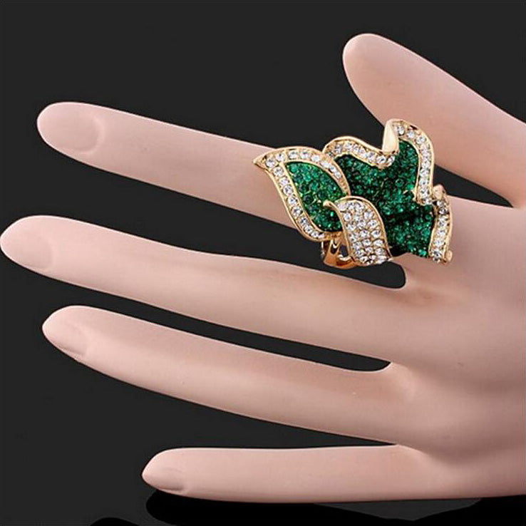 Unique Design Gold Color Crystal Jewelry Vintage Engagement Rings