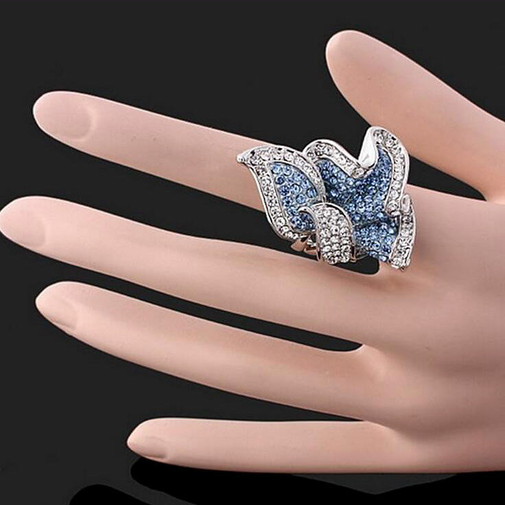 Unique Design Gold Color Crystal Jewelry Vintage Engagement Rings