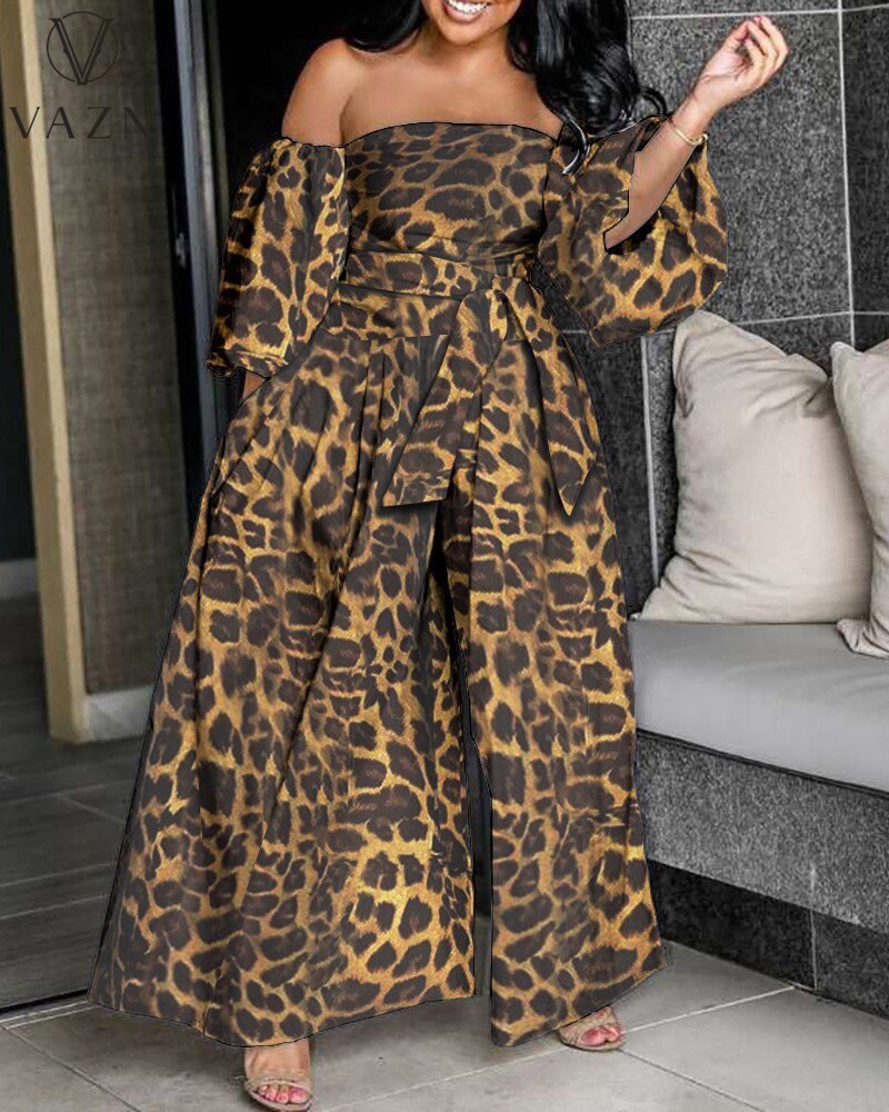 Chiffon Full Sleeve Strapless Loose Wide Leg Jumpsuits