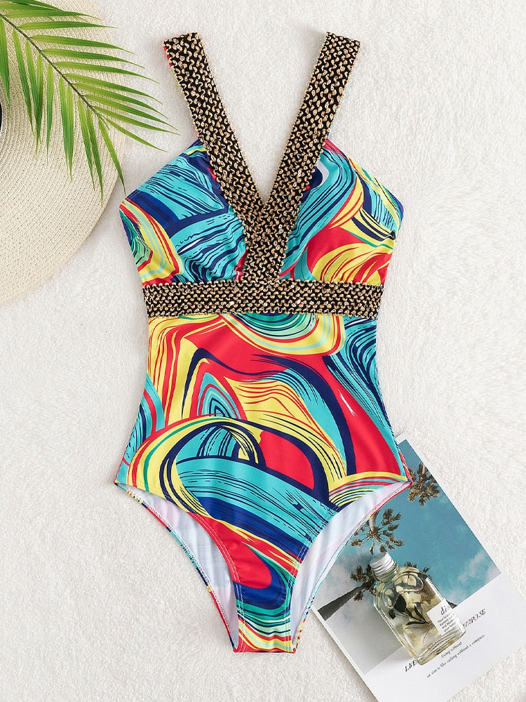 Sexy Print Strapped Swimwear