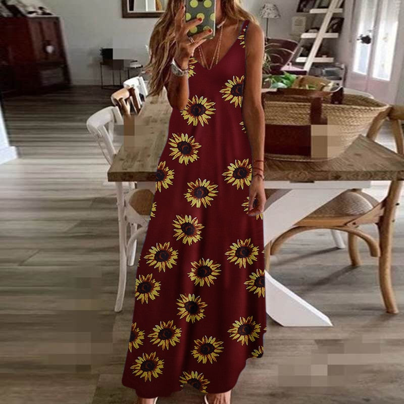Vintage Leaf Print Dress