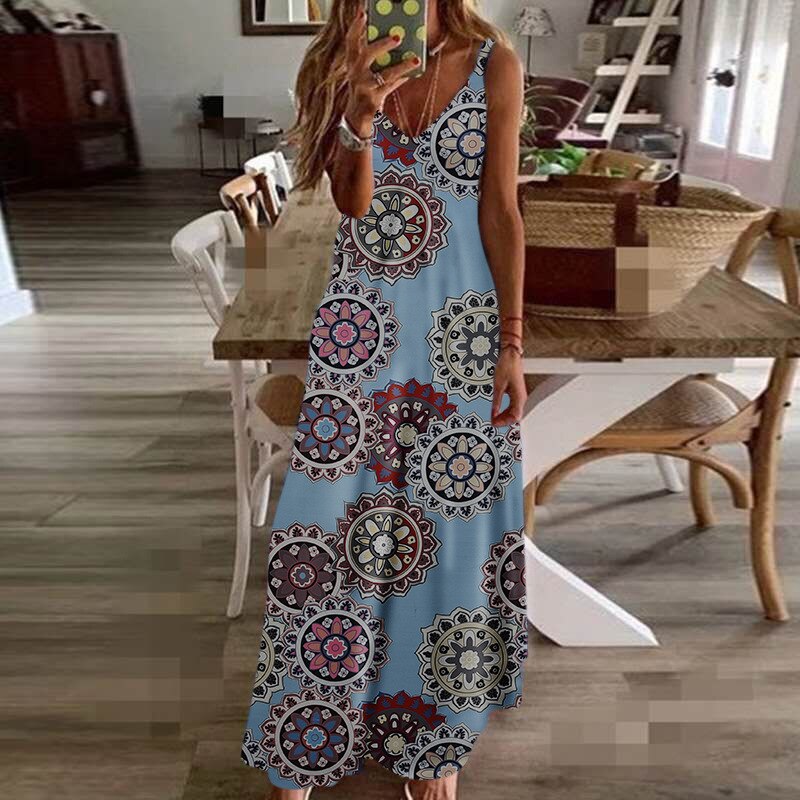 Vintage Leaf Print Dress