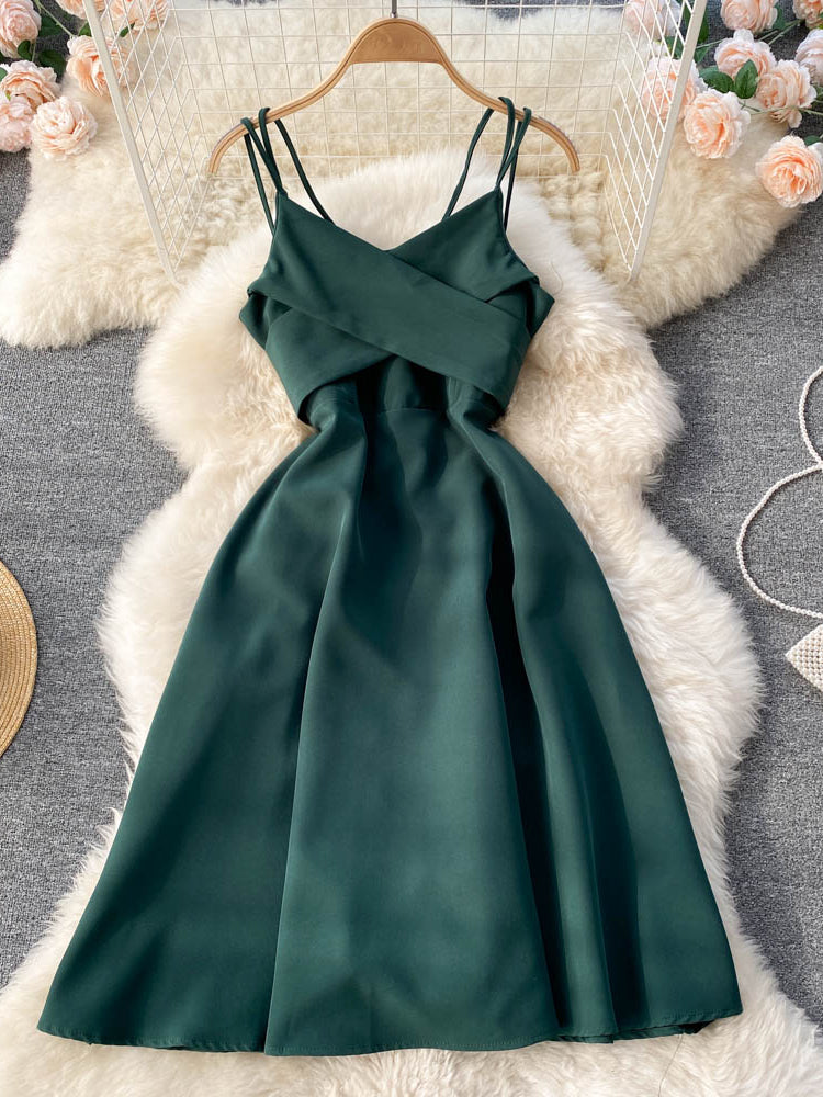 V Neck Tank Backless Spaghetti Strap Maxi Dress
