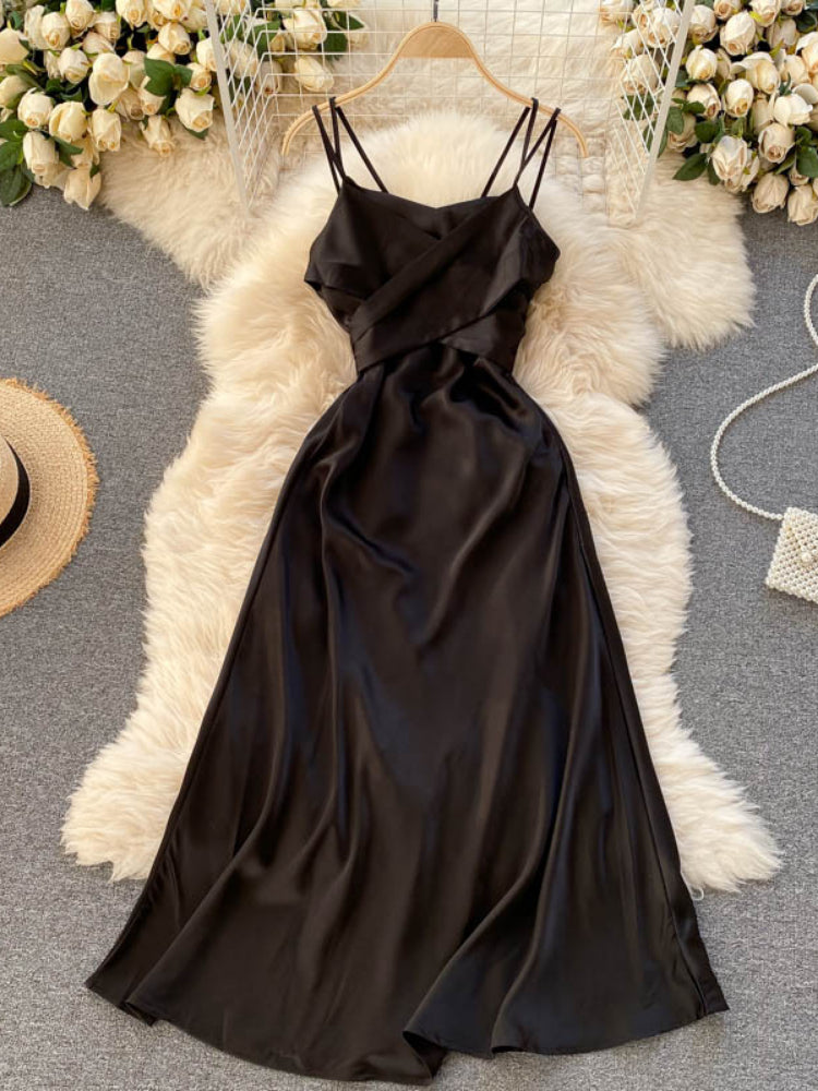 V Neck Tank Backless Spaghetti Strap Maxi Dress