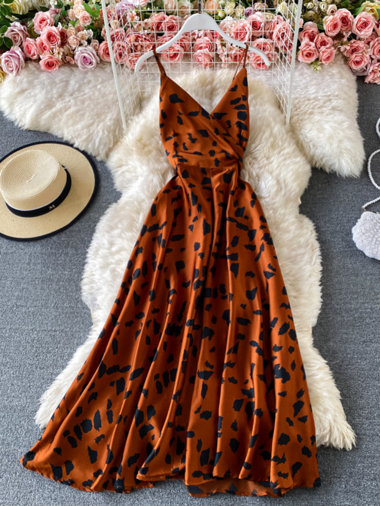 V Neck Tank Backless Spaghetti Strap Maxi Dress
