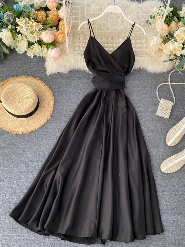 V Neck Tank Backless Spaghetti Strap Maxi Dress