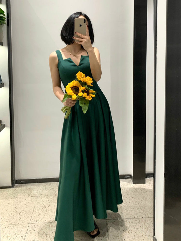 V Neck Tank Backless Spaghetti Strap Maxi Dress