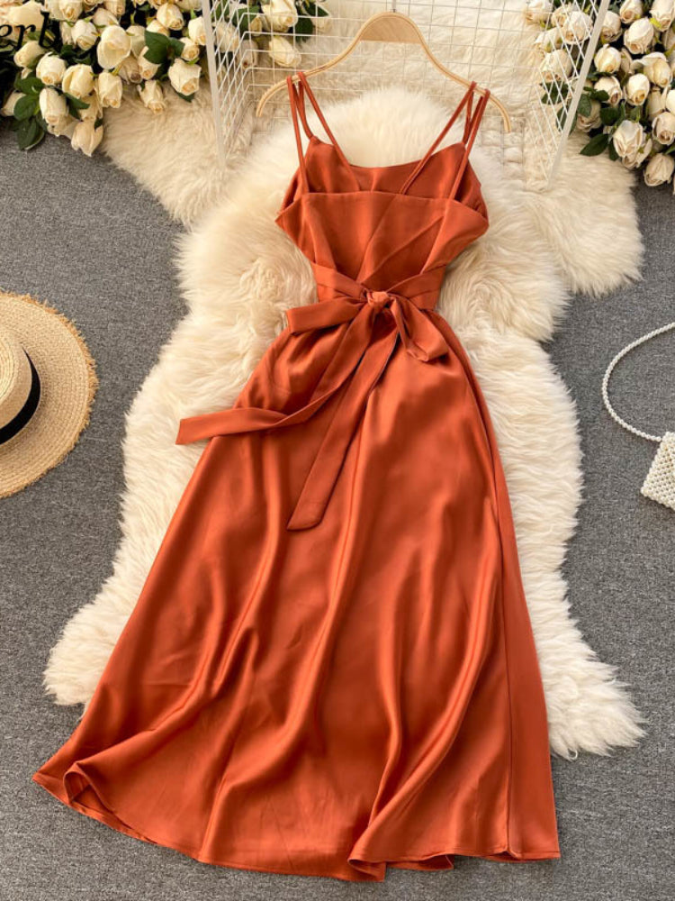 V Neck Tank Backless Spaghetti Strap Maxi Dress