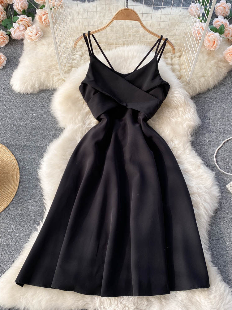 V Neck Tank Backless Spaghetti Strap Maxi Dress