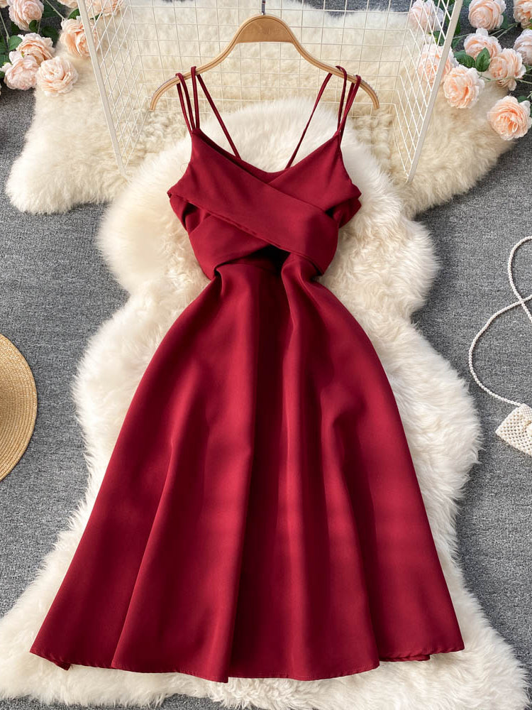 V Neck Tank Backless Spaghetti Strap Maxi Dress