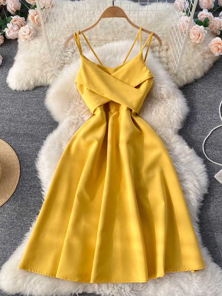 V Neck Tank Backless Spaghetti Strap Maxi Dress