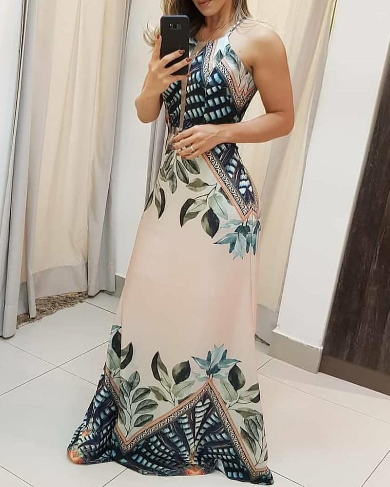 Bohemian  Floral Print Maxi Long Dress