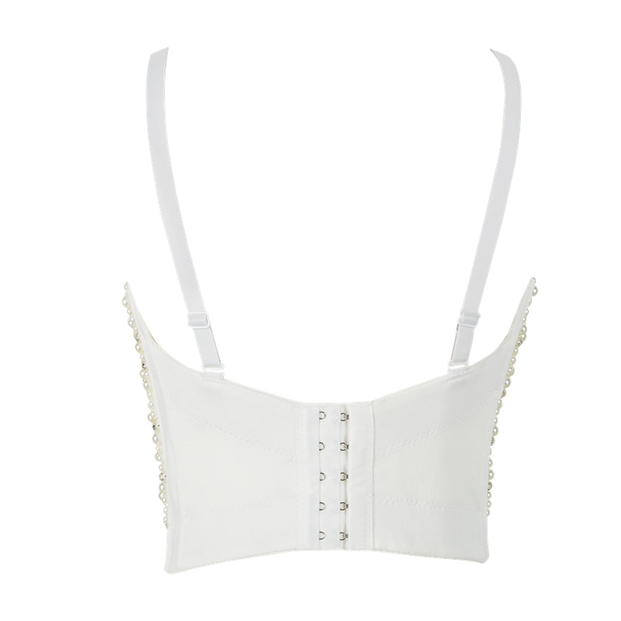 Rhinestones Pearl Bustier Crop Top