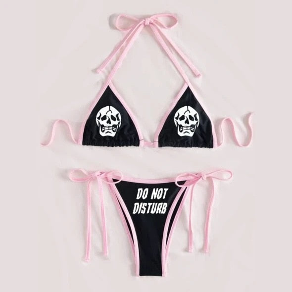 Funny Letters Print 2Pcs Bikini