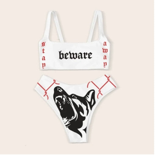 Funny Letters Print 2Pcs Bikini