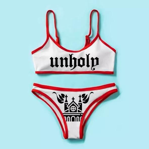 Funny Letters Print 2Pcs Bikini