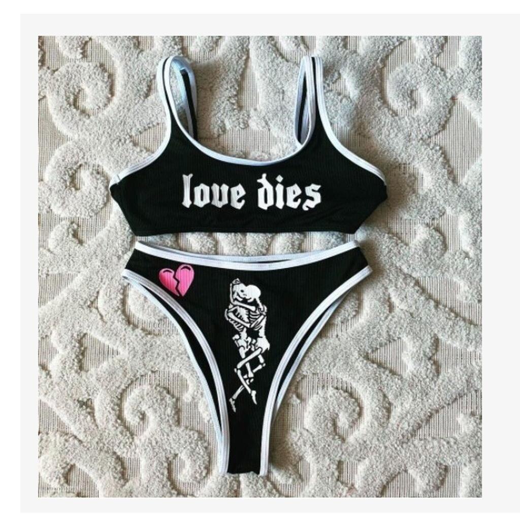 Funny Letters Print 2Pcs Bikini