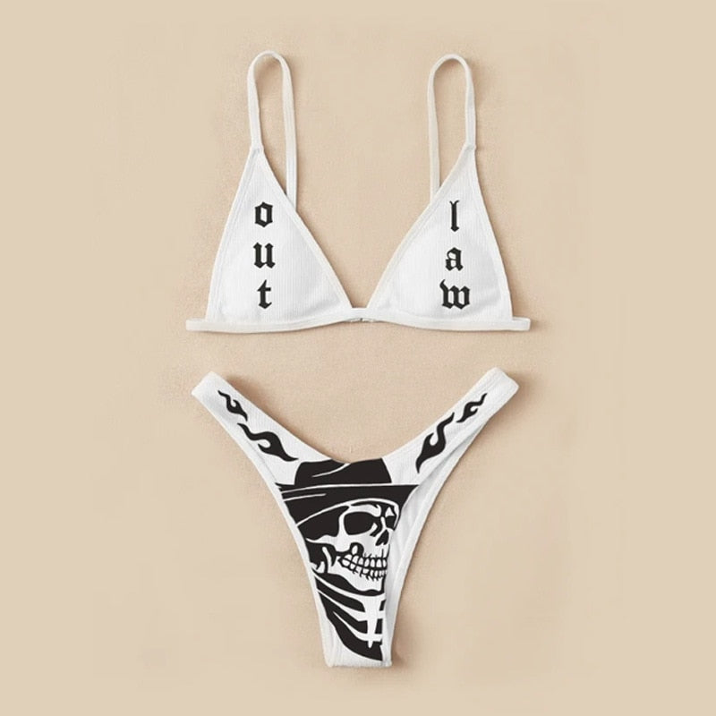 Funny Letters Print 2Pcs Bikini