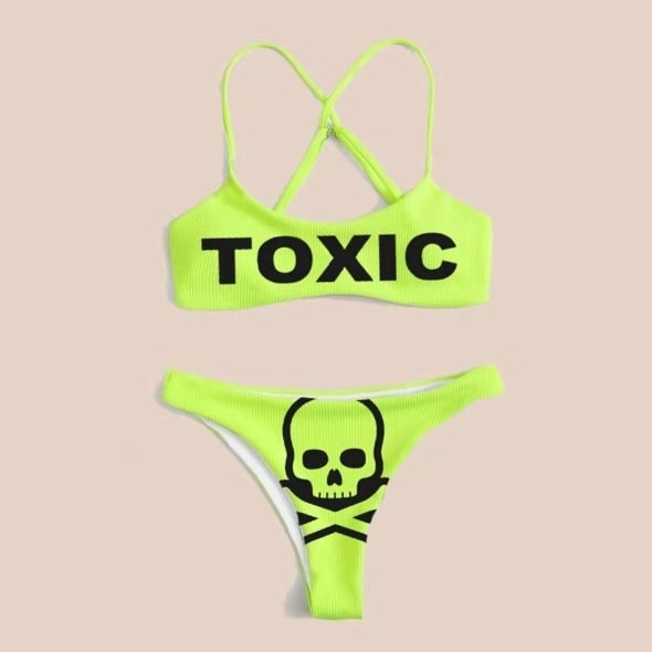 Funny Letters Print 2Pcs Bikini