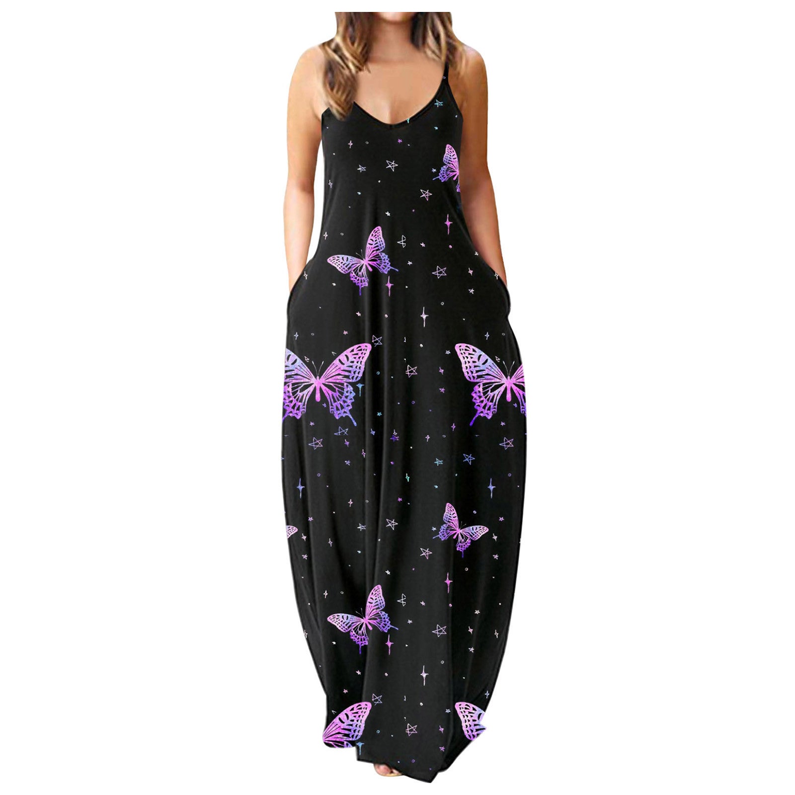 V-Neck Sleeveless Pullover Maxi Dress
