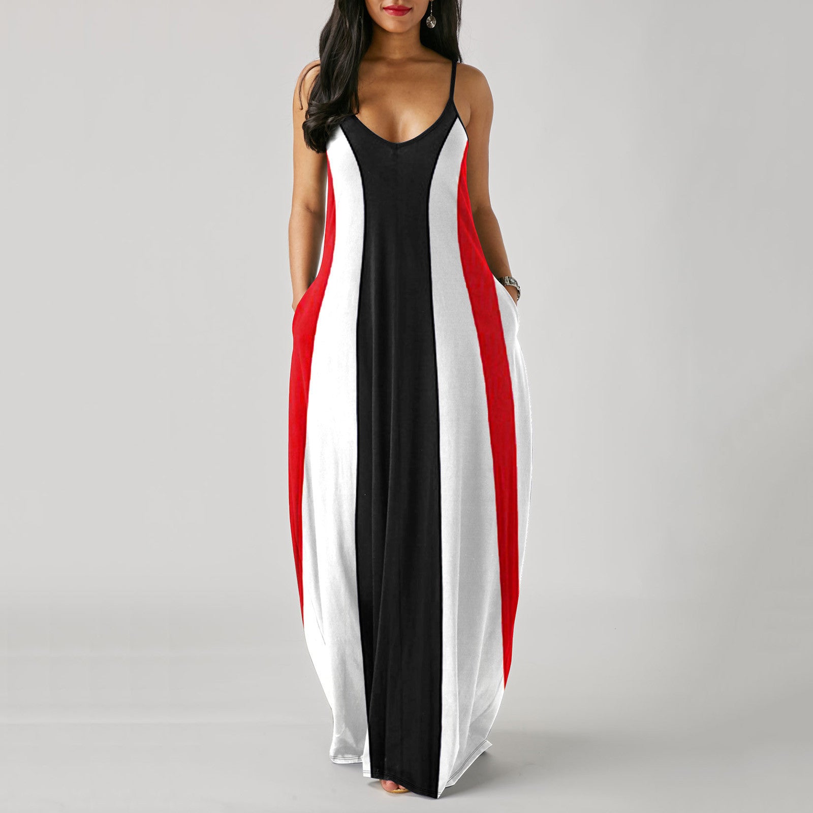 V-Neck Sleeveless Pullover Maxi Dress