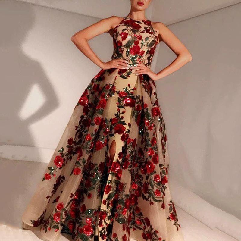 Sleeveless High Waist Printed A-Line Dress