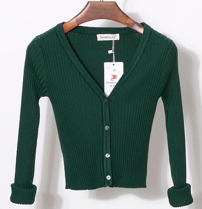 Slim V Neck Knitted Cardigan Long Sleeve Cropped Cardigan Sweaters