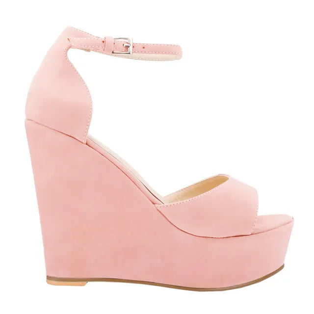 Summer Sexy Open Toe Ankle Strap Platform High Heels Wedge Sandals