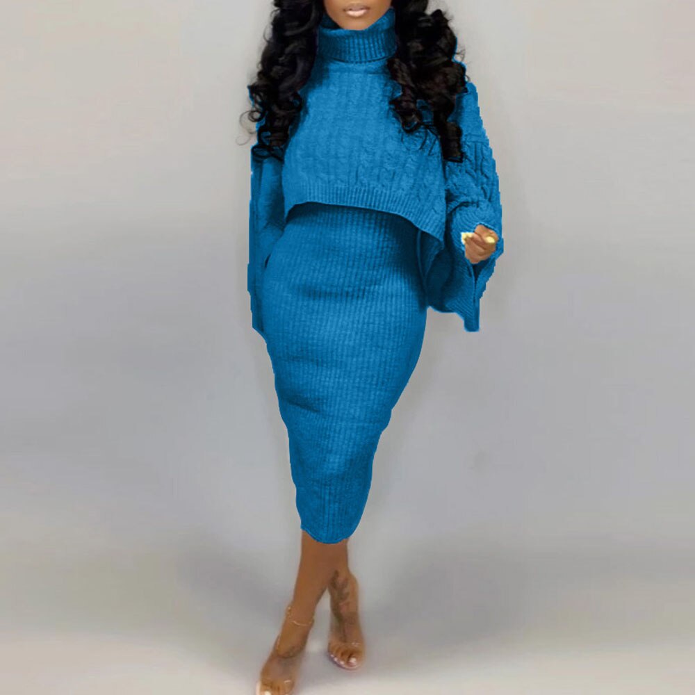 Turtleneck Long Sleeve Sweater Dress