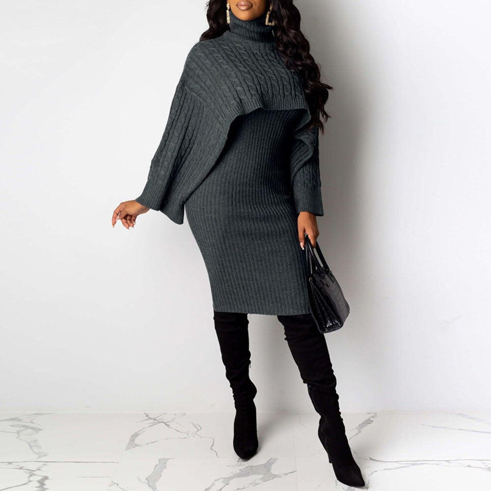 Turtleneck Long Sleeve Sweater Dress