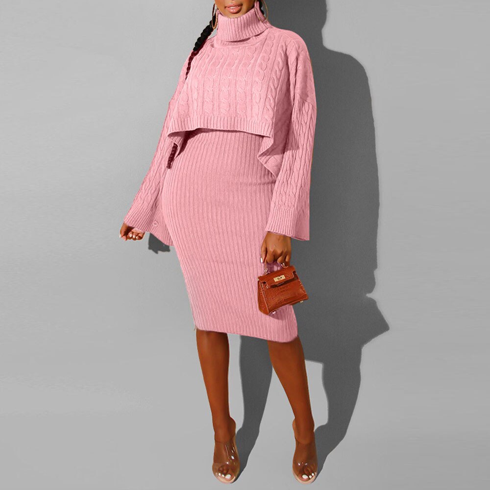 Turtleneck Long Sleeve Sweater Dress