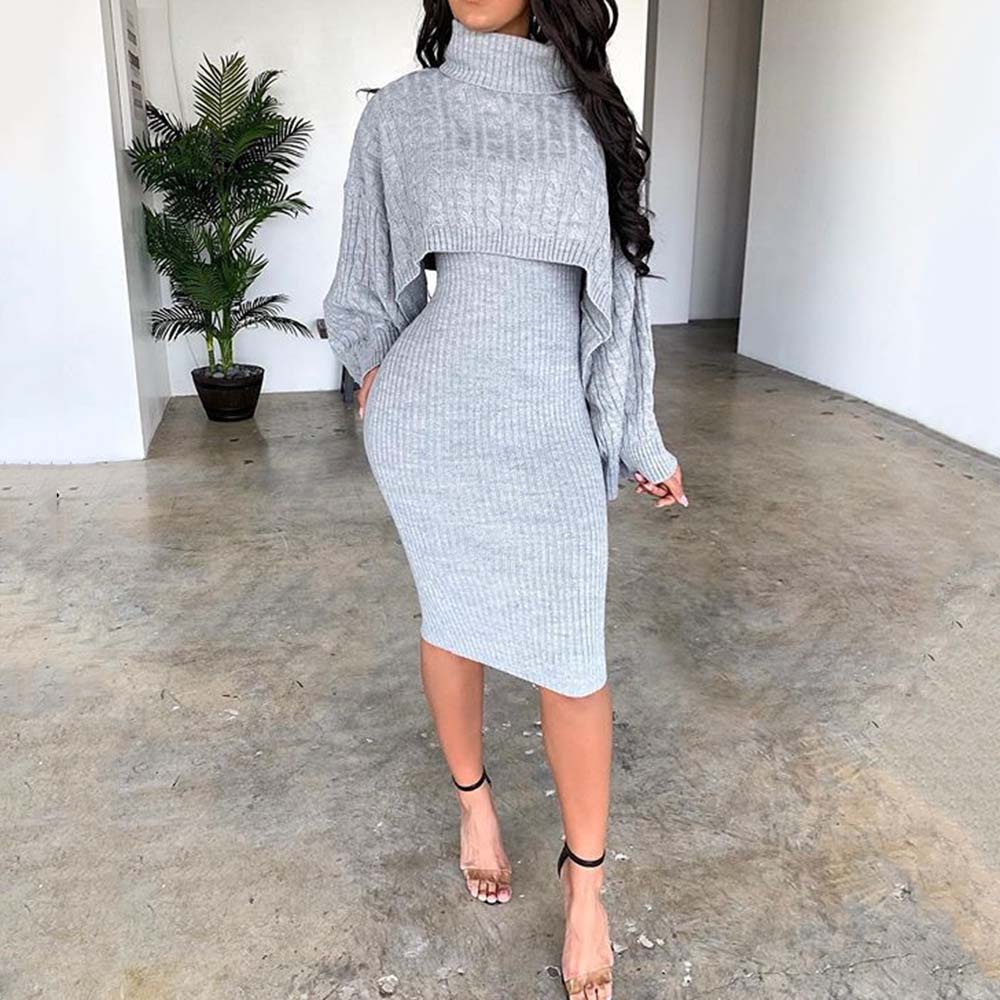 Turtleneck Long Sleeve Sweater Dress