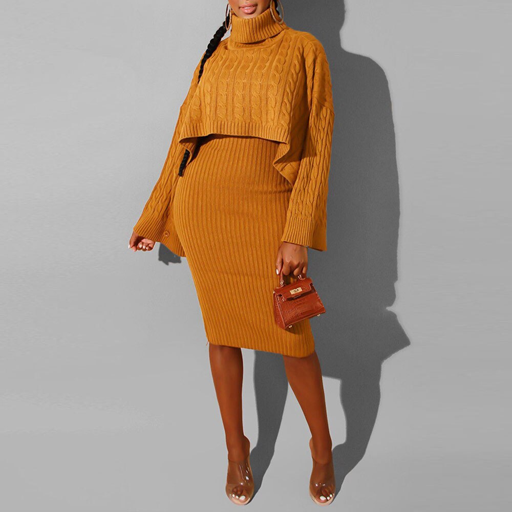 Turtleneck Long Sleeve Sweater Dress