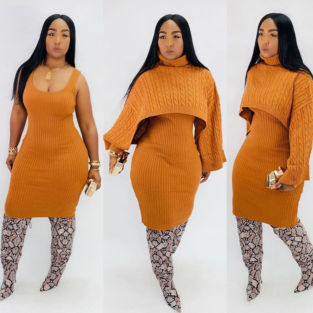 Turtleneck Long Sleeve Sweater Dress