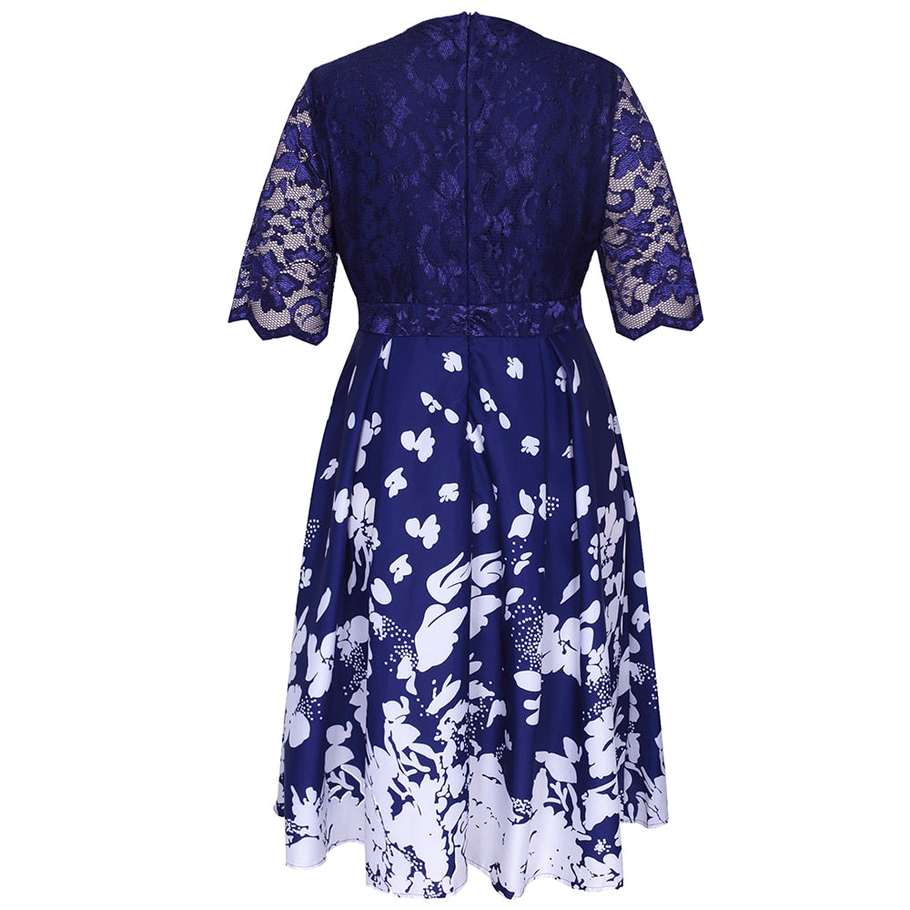 Patchwork Flower Elegant Casual Dress