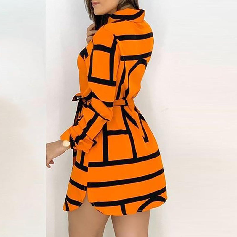 Spring Elegant Long Sleeve Shirt Dress