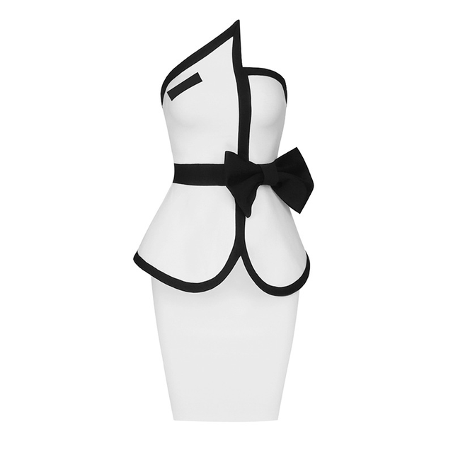 Strapless Sexy Bodycon Sleeveless Bow Top & Mini Skirt