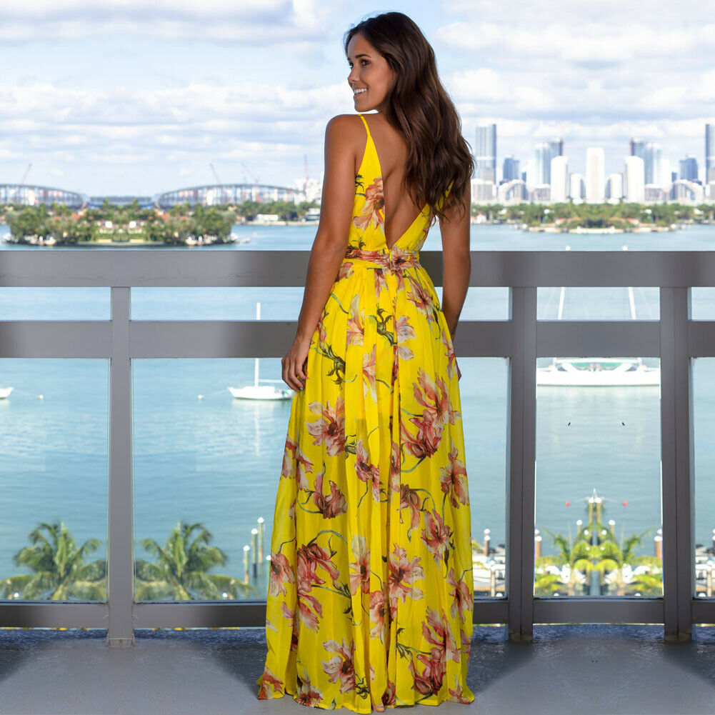 Summer Boho V-Neck Sleeveless Maxi Dress