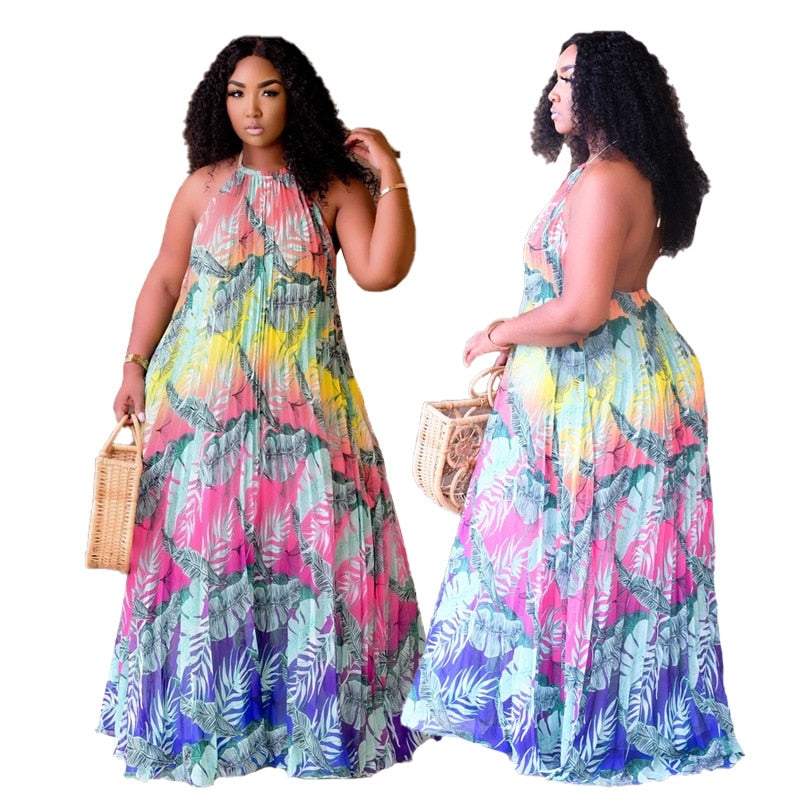 Plus Size Halter Loose Maxi Dress