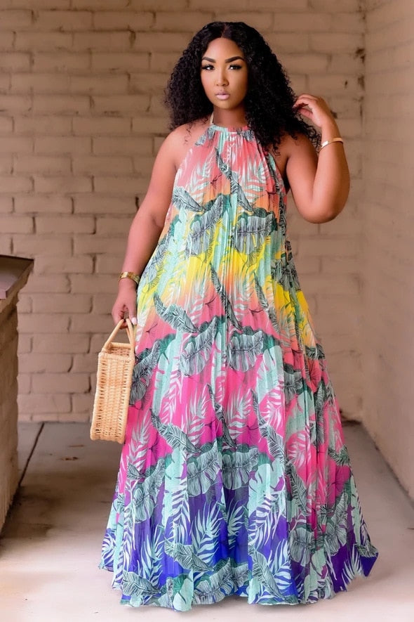 Plus Size Halter Loose Maxi Dress