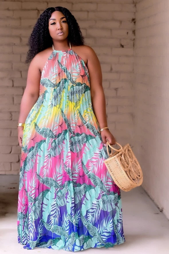 Plus Size Halter Loose Maxi Dress