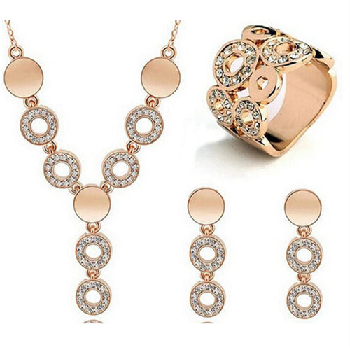 Classy Sparking Crystal Necklace Wedding Gold/Silver Jewelry Set